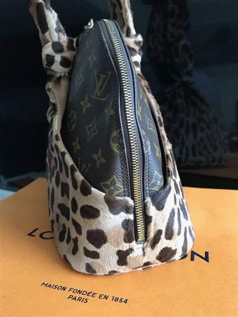 louis vuitton monogram azzedine alaia leopard alma handbag